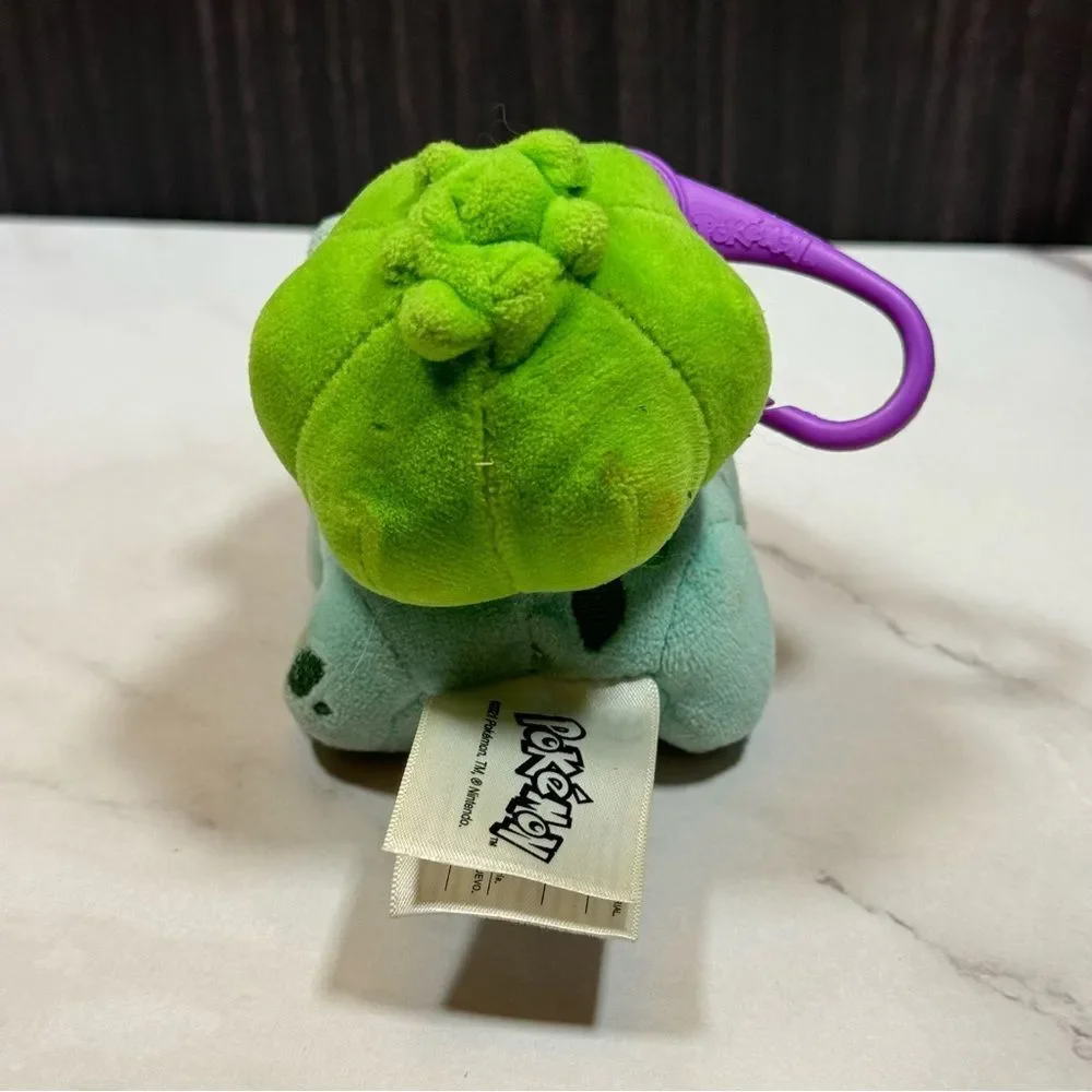 Pokemon Bulbasaur Plush Keychain with Purple Clip